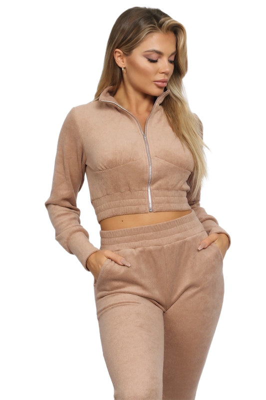 TAUPE TERRY TWO PIECE TRACK SET